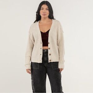Full Tilt Knitted Button Front Cardigan V-Neck Oversized Size Medium